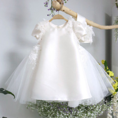 Princess Dress Children's Formal Wear 2024 New Middle and Small Children White Tulle Little Girl Princess Dress Kids
