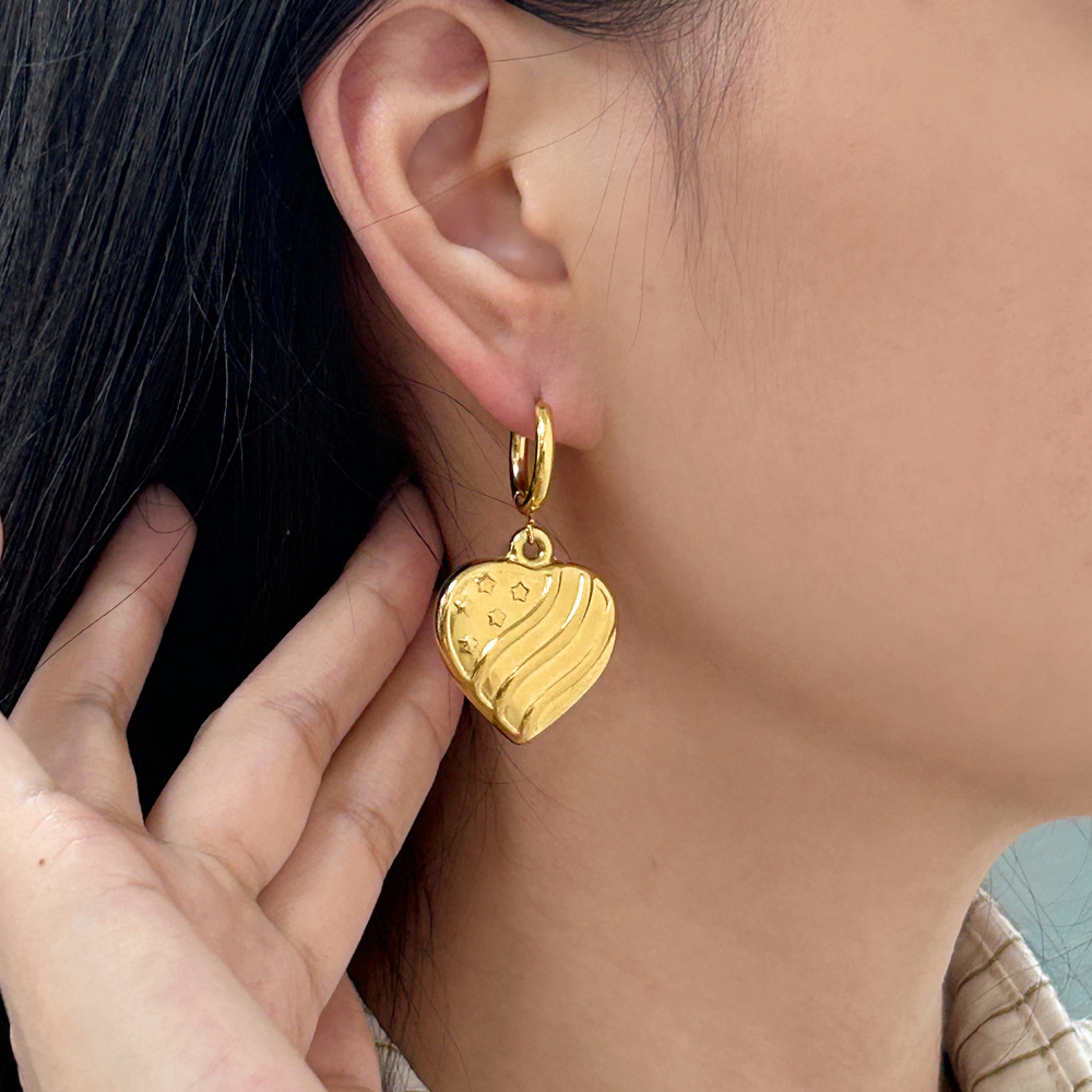 Drop Earrings Classification 1 Pair Elegant Heart Shape 304 Stainless Steel Drop Earrings