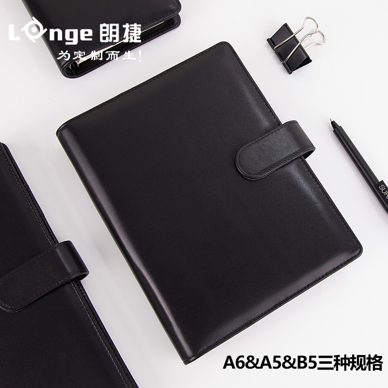 Caja de regalo de cuaderno de hojas sueltas de cuero de vaca de doble capa A5 de alta gama para BOSS Business Bloc de notas cuaderno de hojas sueltas