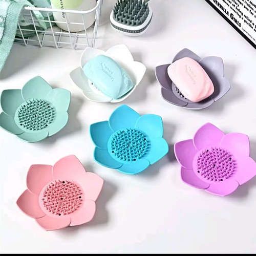 Lotus Soap Dispenser Universal Soap Holder Bathroom Sink Anti-slip Drainage Multi-functional Lotus-shaped Soap Storage Tray