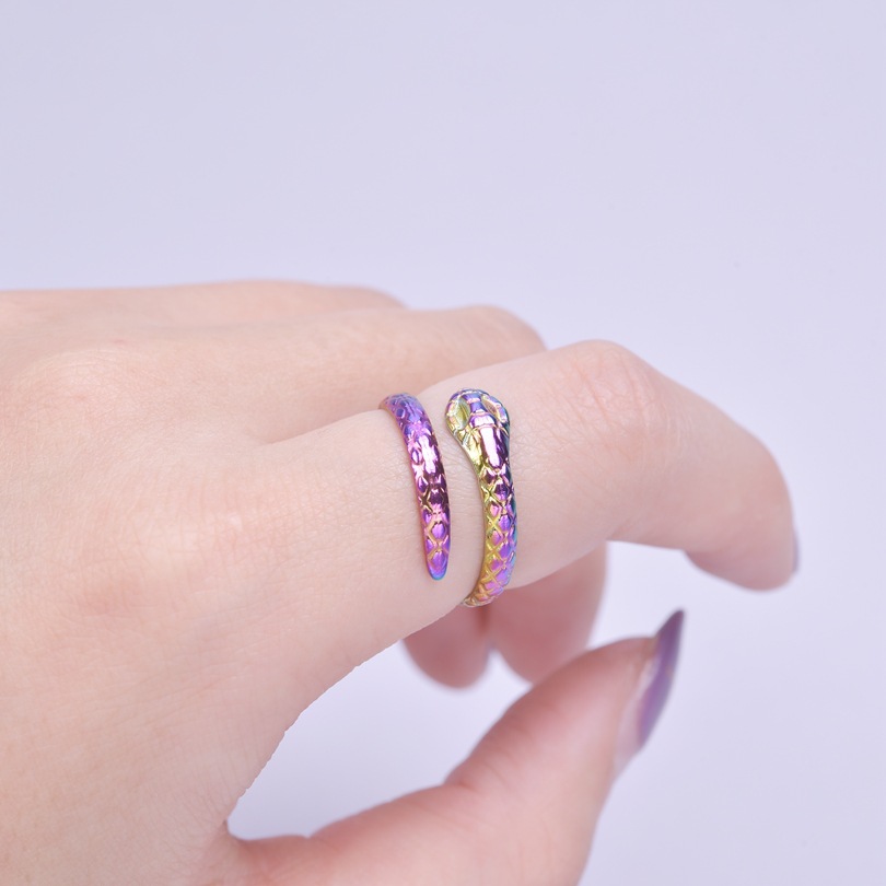 Wholesale 1 Piece Retro Snake Stainless Steel Open Ring display picture 4