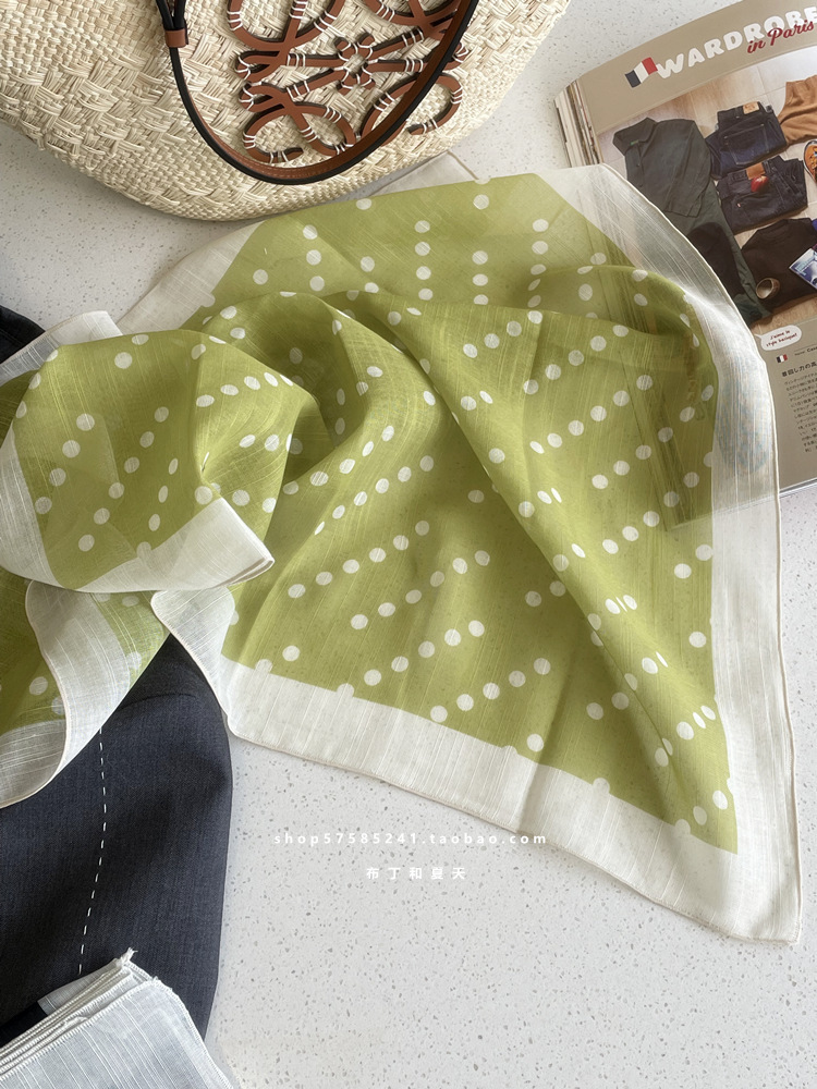 綿麻方巾合集 ~ 超多色柄砕花波点襟巾文芸森系頭巾髪帯包帯女