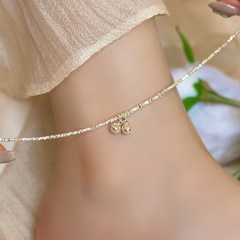 碎銀幾兩鈴鐺腳鏈女簡約輕奢小眾高級設計感百搭性感2023新款足鏈