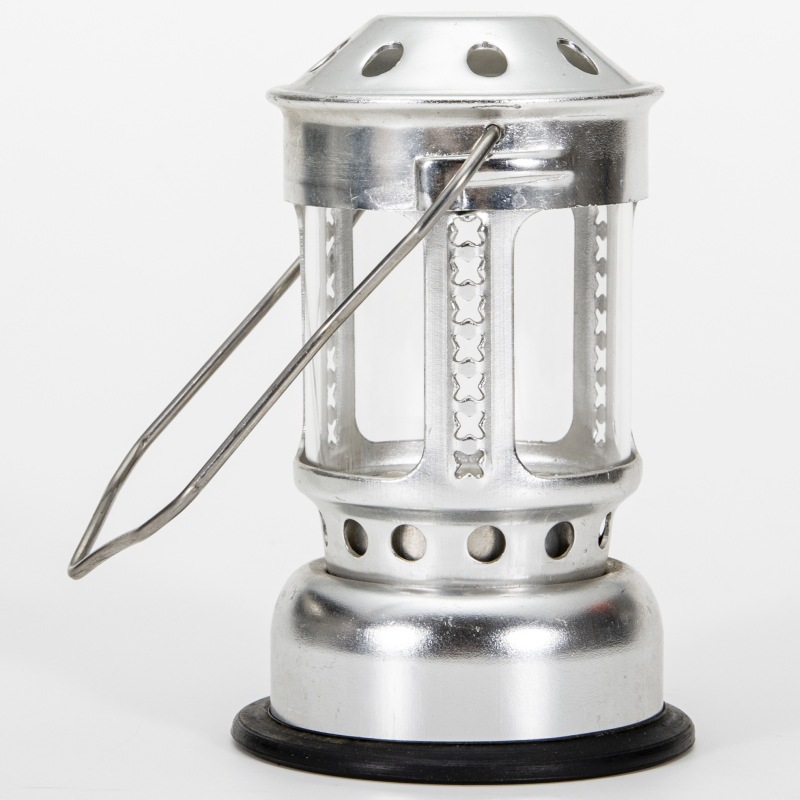 Cross-border outdoor silver camping lamp with base, aluminum alloy night fishing tealight lamp, fishing hanging pony lantern wholesale