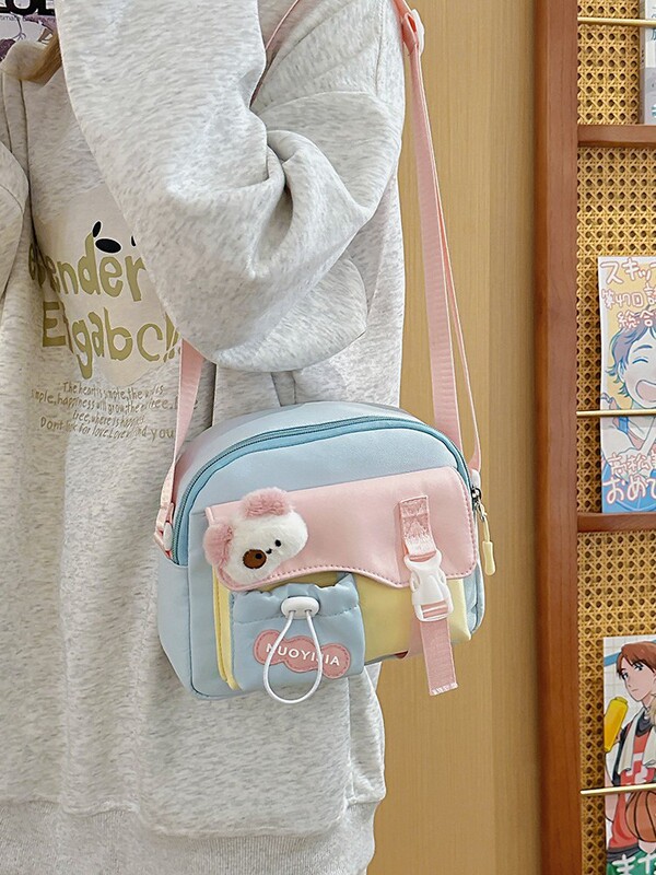 日本のかわいい小さなバッグ女の子クロスボディ小学生ショルダーバッグ甘い学生キャンディーカラー携帯電話大学生|undefined