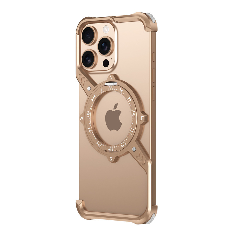 国境を越えた適用 IPHONE16PROMAX メタル携帯電話ケース S タイプ放熱磁気吸引 360 ° スタンド落下防止シース|undefined