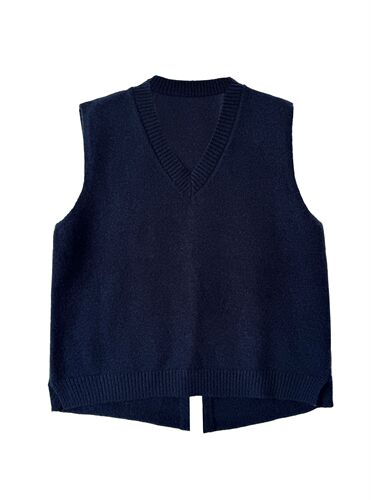 Le Xi women's knit vest with adjustable buttons, 2025 autumn versatile split backless vest sleeveless top ss560