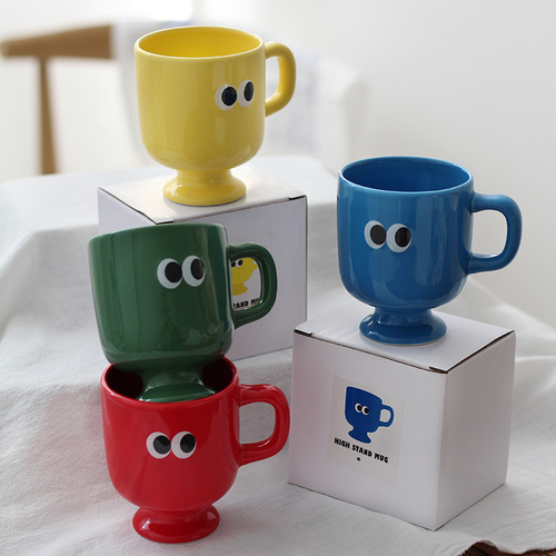 Cute and Funny Big-Eyed Monkey Mug Tall Coffee Cup Water Cup Breakfast Cup Retro Big-Eyed Couple's Glass Ginger Tea