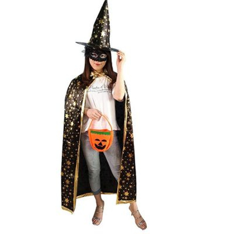 Capa de Halloween niños adultos bola vestir estrella de cinco puntas capa sombrero traje Cosplay