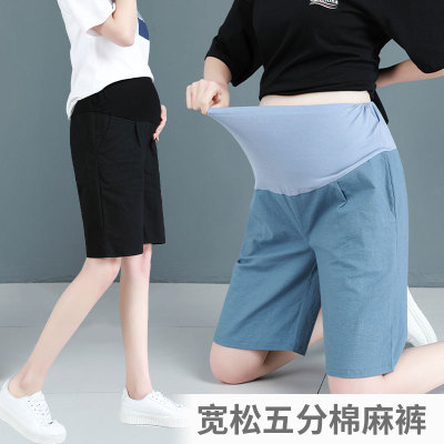 new pattern Maternity Pants Summer fund Cotton and hemp Five point pants Easy leisure time Primer Add fertilizer Large ventilation shorts High elasticity