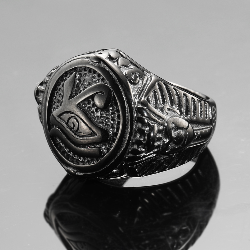 Street Occasion Titanium Steel Material Retro Eye Titanium Steel Polishing Men's Rings