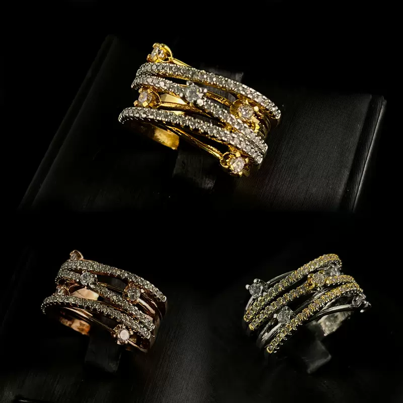 Fashionable accessory, universal copper ring, light luxury style, 3 colors