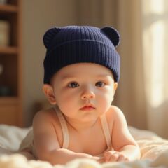 外贸现货婴幼儿秋冬帽子高弹男女宝宝小熊针织帽Kids Winter Hats