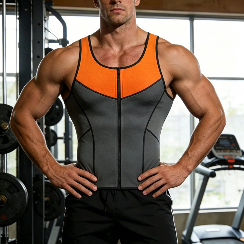 Sports and Fitness Men's Sweat-Inducing Tight-Fitting Body Shaping Vest, Quick Sweat-Wicking Body Shaper, Men's Compression Shirt