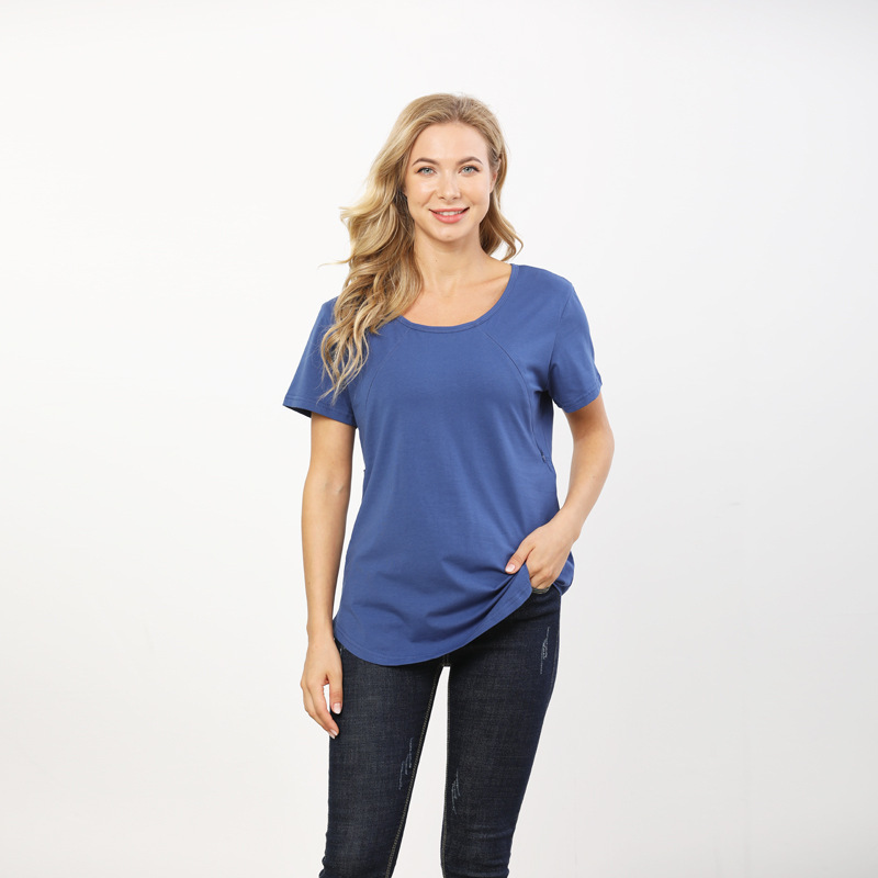 Emotion moms授乳服外着妊婦半袖tシャツ授乳服夏服大きいサイズクロスボーダーS-4XL|undefined