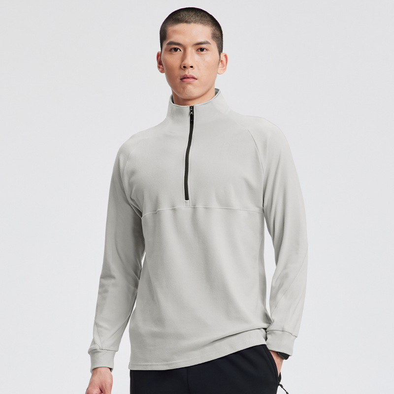 ハーフジップスウェットシャツ長袖フィットネスウェア男女兼用春スタンドカラーアウトドアスポーツTシャツランニングカジュアルトップス速乾|undefined
