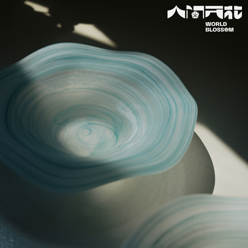 Turquoise Cloud Matte Wavy Glass Frosted Household Salad Bowl Fruit Plate Designer Coffee Table Ornaments