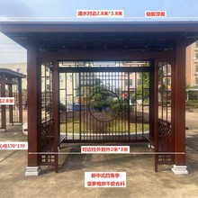 户外凉亭新中式平顶铝木四角凉亭别墅花园庭院景观简约休闲亭批发