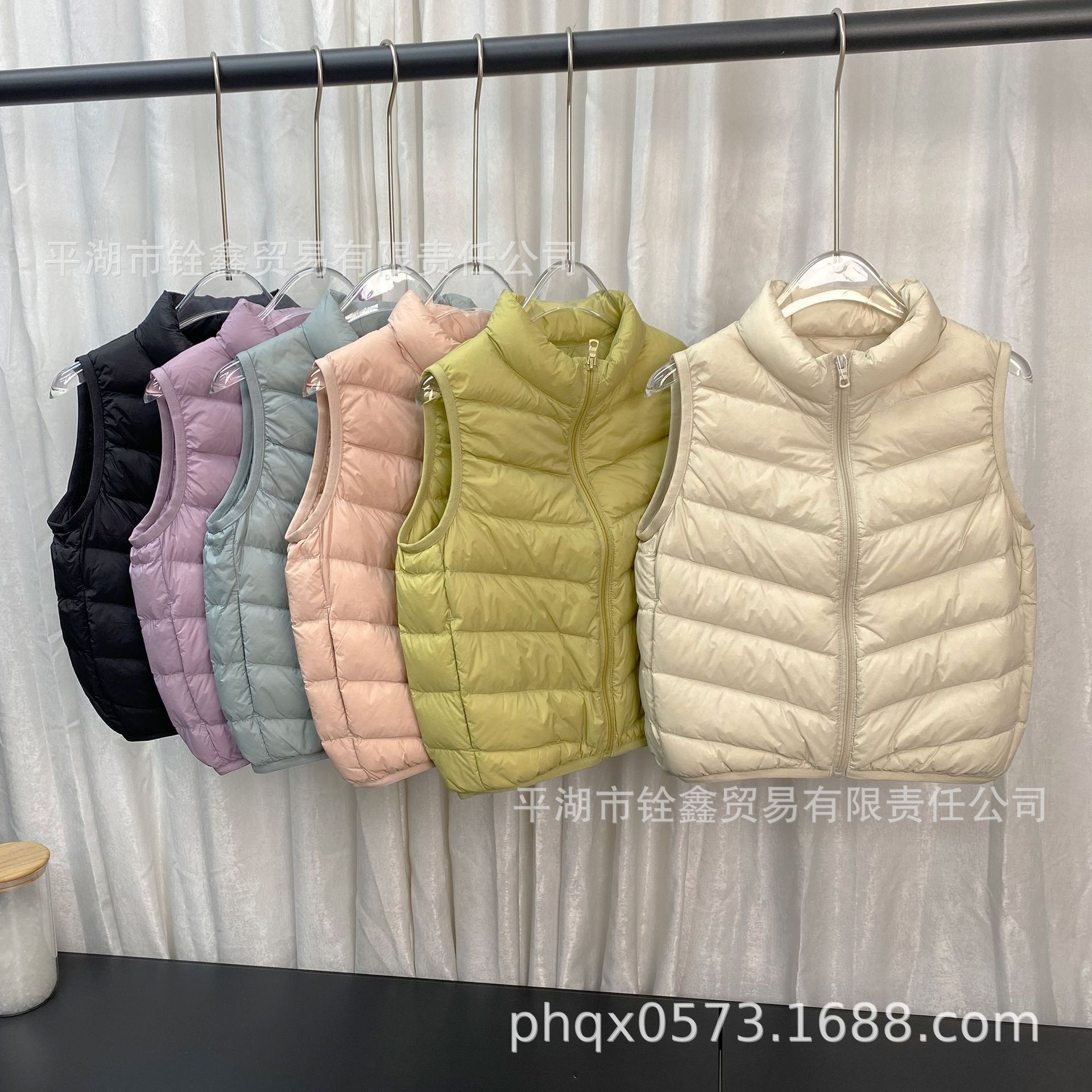 Children's Lightweight down Vest Stand Collar Small and Medium-Sized Kidsren Boys and Girls Baby Pure Color Outer Vest Vest 90 Velvet