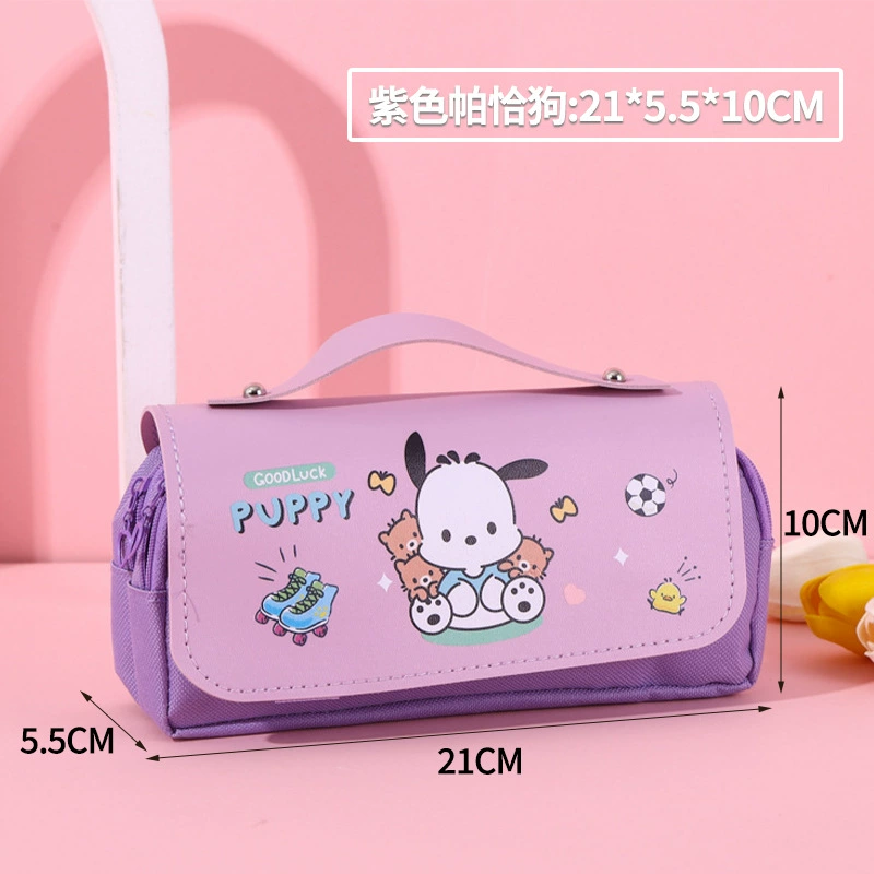 Sanrio, высококачественный вместительный двойной карманный пенал для школьников, антистресс