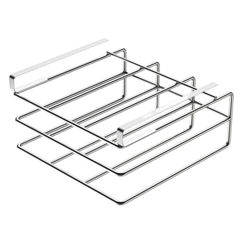 Rack de almacenamiento de gabinete de cocina de acero inoxidable cubierta de la olla de la cocina tabla de cortar estante de partición del Gabinete rack de almacenamiento multifuncional con gancho