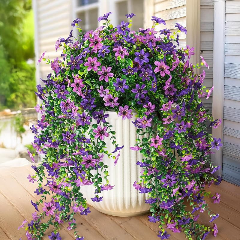 Amazon Artificial Flower Eucalyptus Violet Phalaenopsis Six-Petal Flower Outdoor Hanging Basket Hanging Rattan