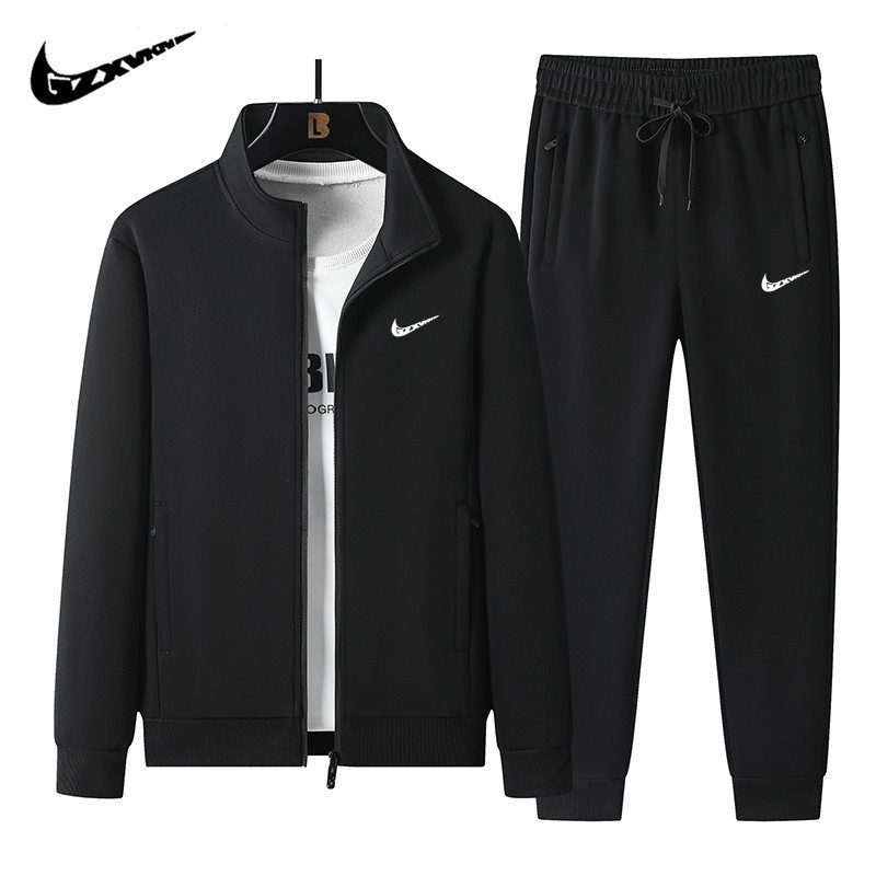 Autumn Casual New Men's Sports Suit Cardigan Sweatshirt Long-Sleeved Long Pants Trendy Two-Piece Set Dad Outfit Jacket