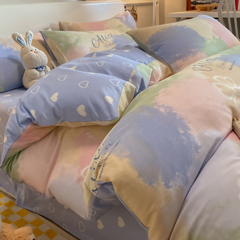 Ins ropa de cama gruesa de invierno de algodón de cuatro piezas de algodón 100 sábanas fundas de edredón sábana ropa de cama de un solo traje de tres piezas