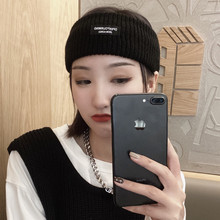 网红韩国发带街头头饰四季潮针织毛线头带简约字母标洗脸压发头箍