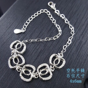 С�O������ S925�y��朿��� ��������4x6mm ����ʯλ DIY�Ƕ����
