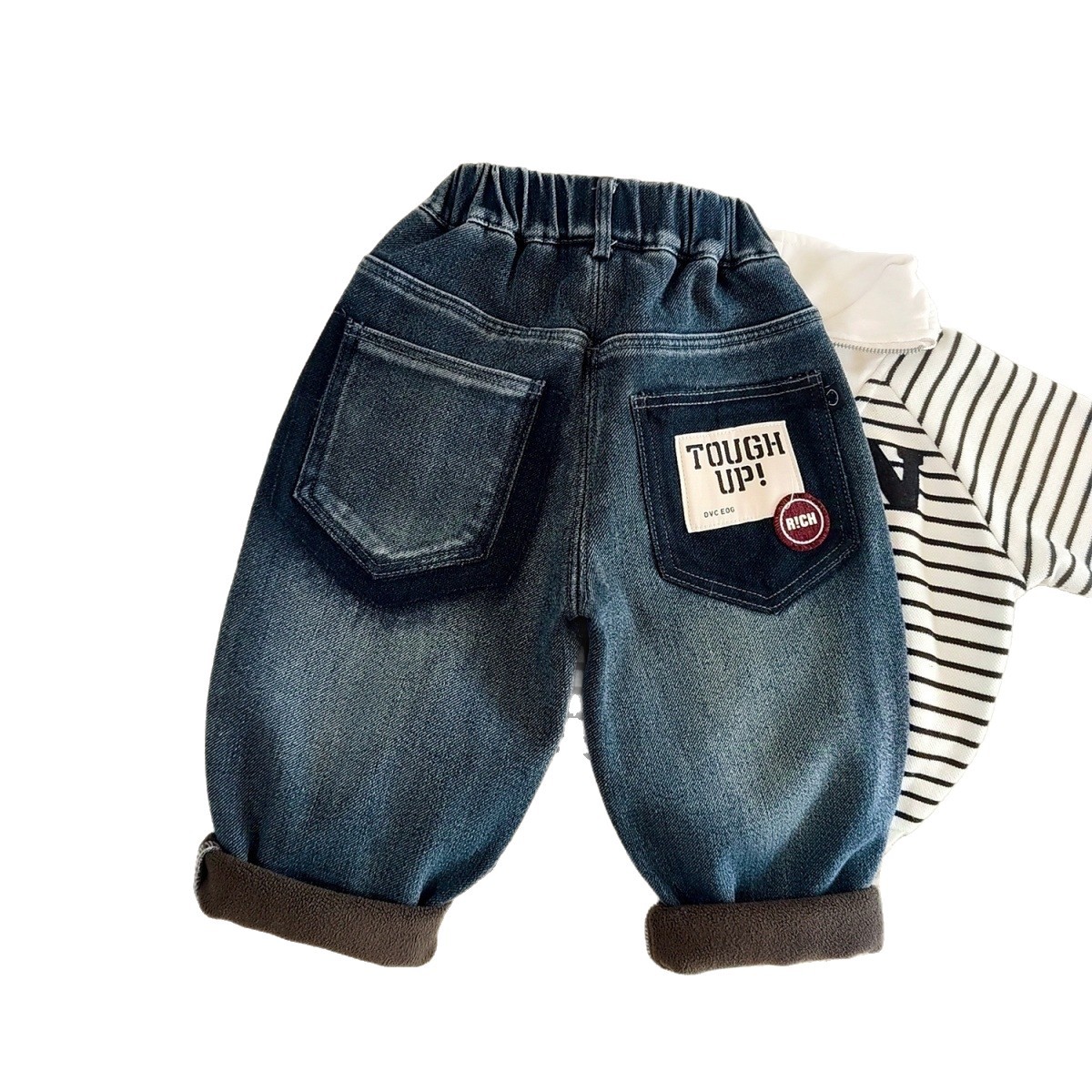 Pantalones para niños otoño y invierno bebés invierno niños nuevos jeans de terciopelo en uno grueso pantalones de invierno para niños pequeños y medianos image 5