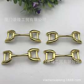 2024新款金属马衔扣拉皮装饰扣 乐福鞋五金鞋扣 古金色链条扣工厂