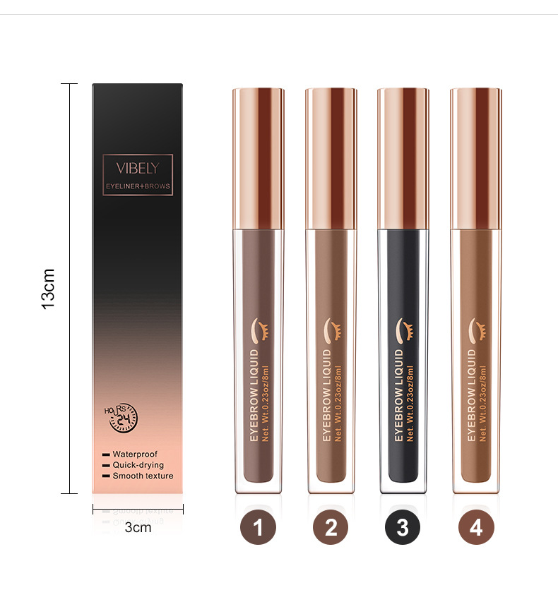 VIBELY Four-color Liquid Eyebrow Dye is waterproof and does not smudge. It is a light brown eyebrow liquid with a brush and a drawstring. It is an export version for eyebrows undefined