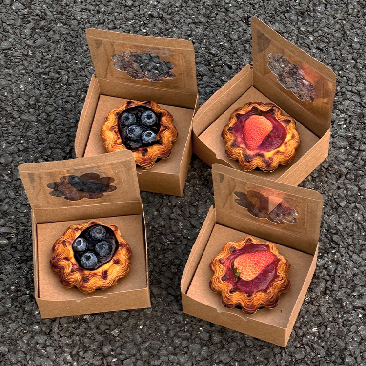 Caja de embalaje de tarta de huevo roja, tarta de maíz de encaje solar, caja de embalaje de tarta de frutas, tarta de pomelo, tarta de huevo única