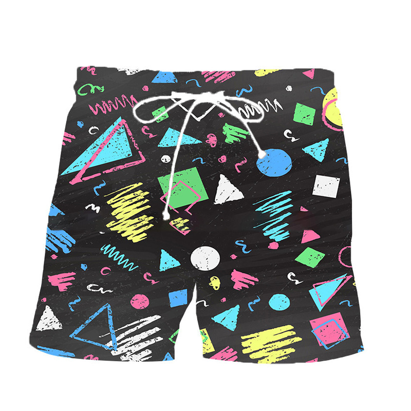 Vvgete 80S Men's Costume Beach Pants, Casual Pants with Drawstring 90S Men's Shorts