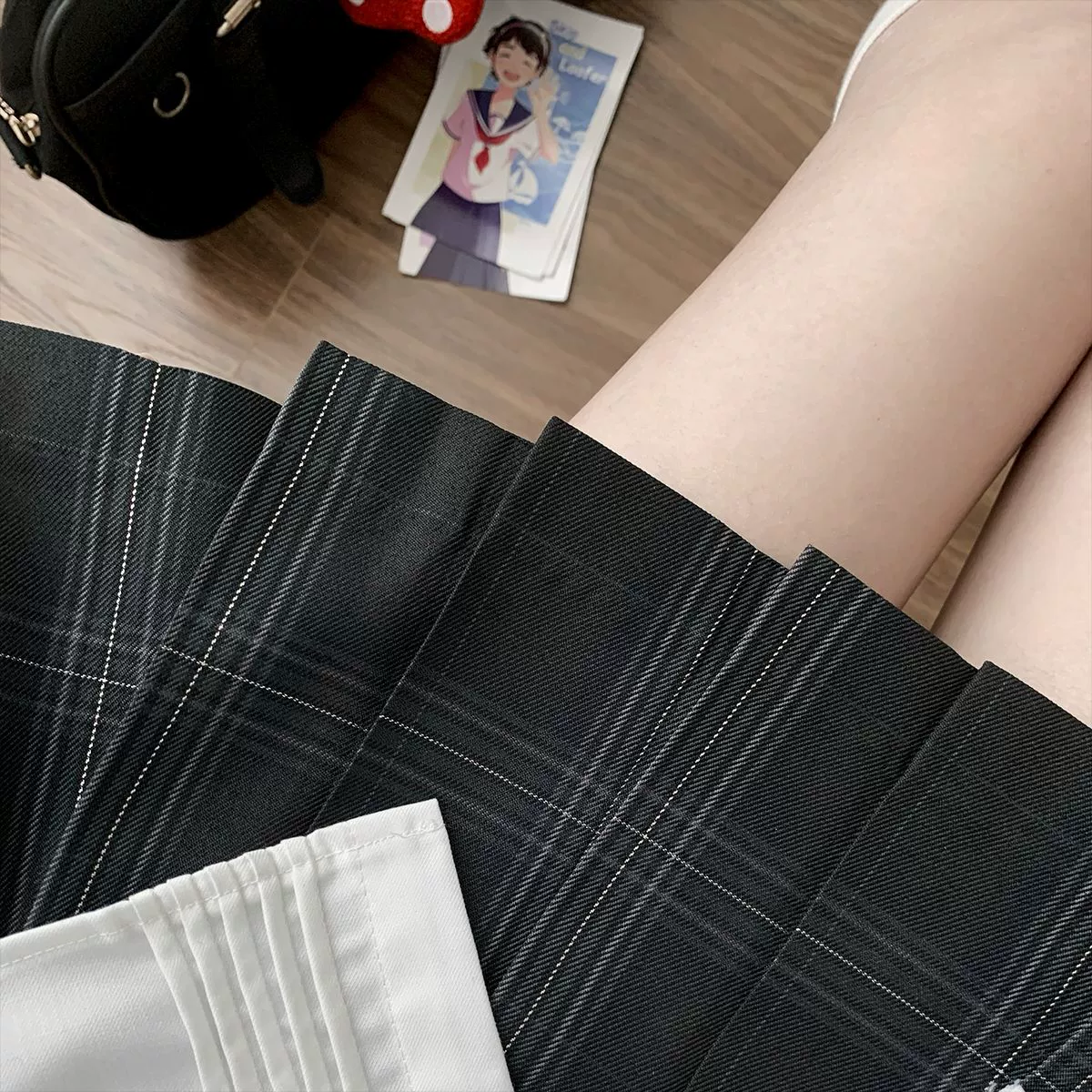 Оригинальный jk [черный вяжущий] сетка юбка Подлинная японская форма