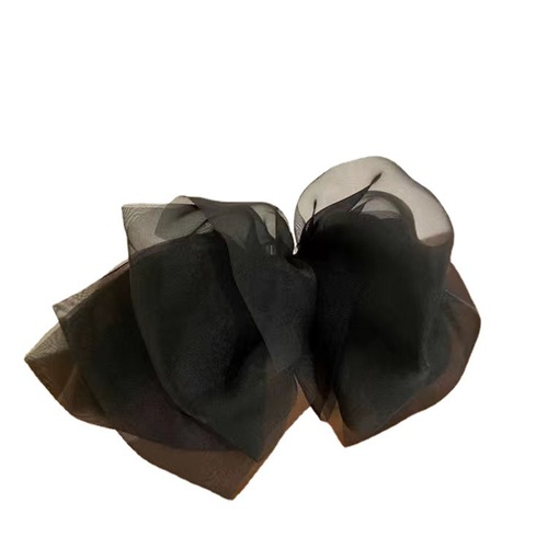 Internet celebrity chiffon spring clip ponytail super fairy big bow hair clip women's back of the head new cloud head flower hair accessories