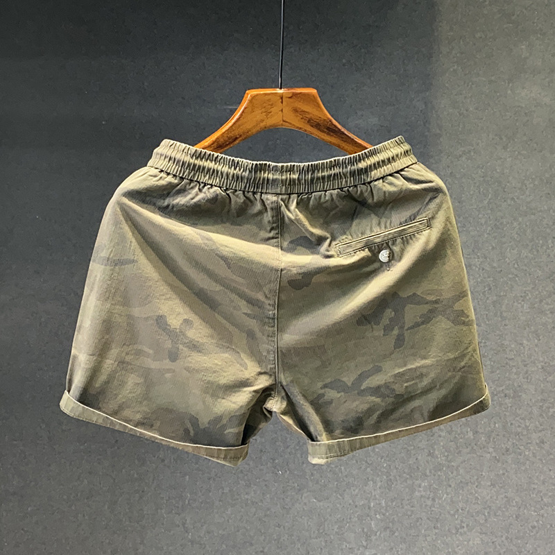 Summer Running Sports Camouflage Shorts Stretch Elastic Waist Western-style Men's Loose Three-point Four-point Trendy Casual Pants
