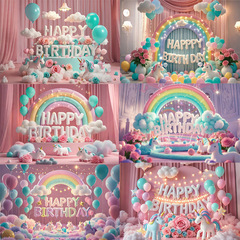 クロスボーダーユニコーン子供の誕生日背景布パーティーアマゾン外国貿易バナー写真撮影の背景布写真小道具