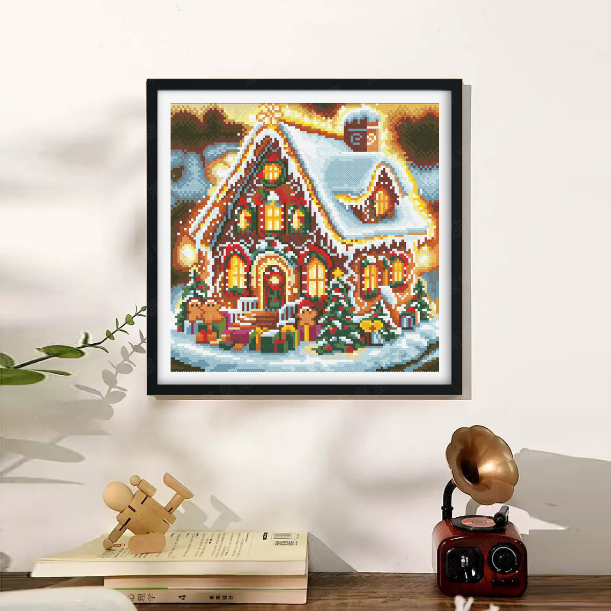 Nuevo cross-border bordado de Navidad casa de pan de jengibre acogedora sala de estar dormitorio decoración hecha a mano de Navidad image 1