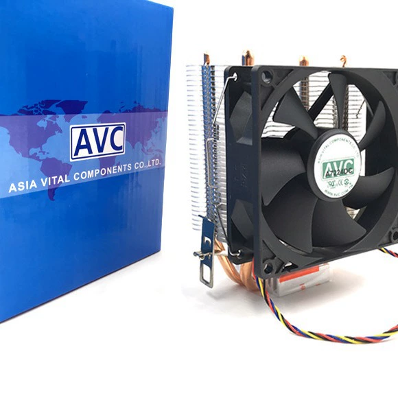 Кулер для процессора настольный AVC, чистая медь, двойная тепловая трубка, сокет 1156/AMD, 4-контактный регулятор оборотов, бесшумный вентилятор