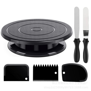 Hot Selling cm rotating cake turntable icing shovel White 6-piece set baking decoration tools smoothie spatula