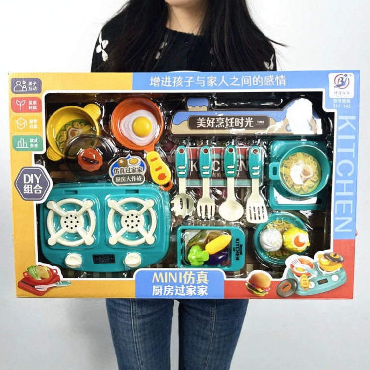 Children's playhouse toy kitchen stove, large size, realistic kitchenware, tableware, gifts, street vendor wholesale.