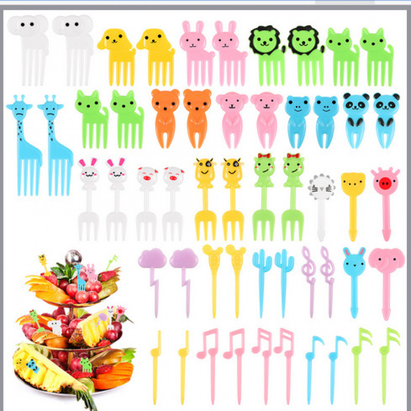 Japón hogar dibujos animados horquilla de fruta creativa para niños animales lindos horquilla de fruta de plástico set Bento stick