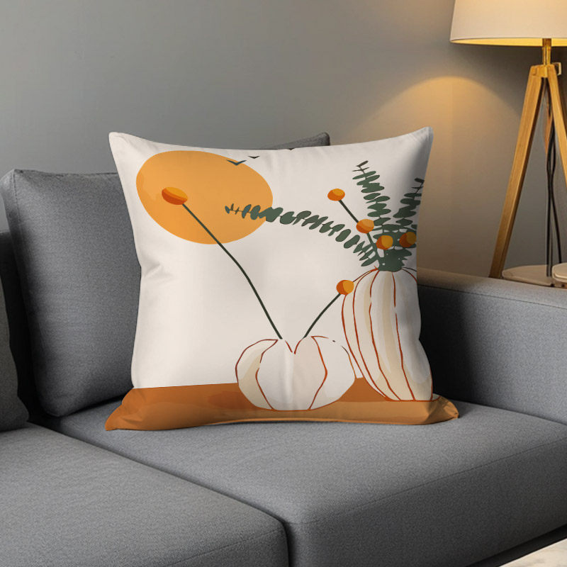 Luz de lujo nórdico simple almohada de viento naranja geométrica impresa de doble cara cojín de ventana flotante decoración sofá sala de estar almohada