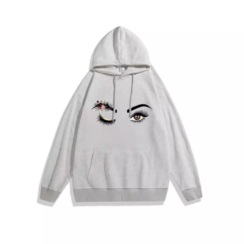 Women's Cross-border Plus Size Hooded Sweatshirt, New Autumn/Winter Korean Style Loose Fit Casual Top with Fleece and Personalized Print Jacket, Trendy