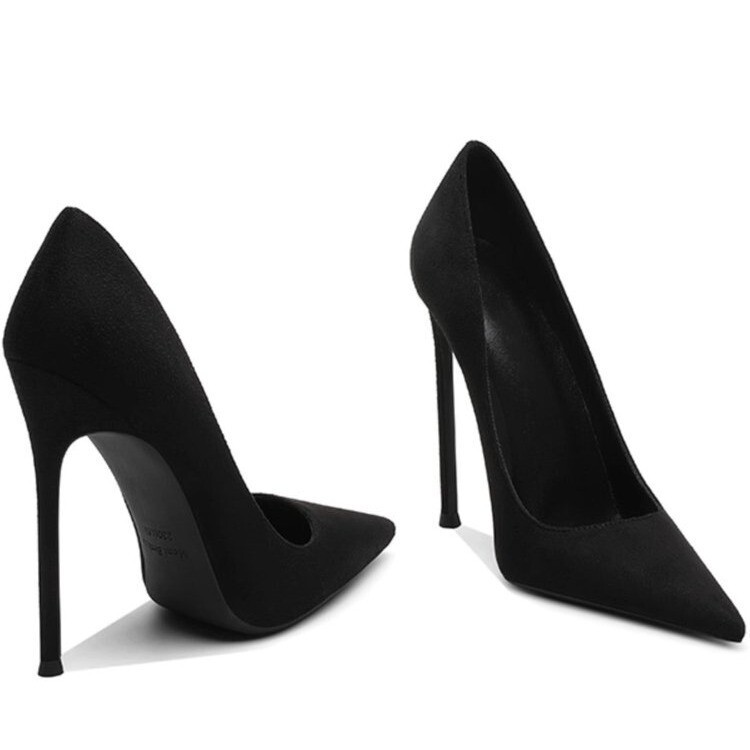 Suede Pointed Super High Heels Women's Stiletto Heel Shallow Mouth Sexy 2025 Spring and Autumn New Fashion Sexy Black Sole Single Shoes Suede Pointed Super High Heels Women's Stiletto Heel Shallow Mouth Sexy 2025 Spring and Autumn New Fashion Sexy Black Sole Single Shoes