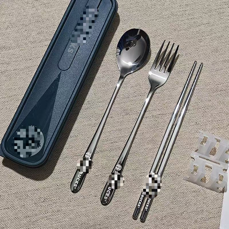 Tableware, fork for adults, handheld set for students, chopsticks, spoon, 3 piece set
