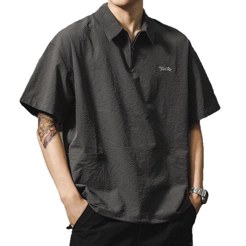 Summer Men's Fashion Trend Comfy American Retro Short Sleeve Polo Shirt