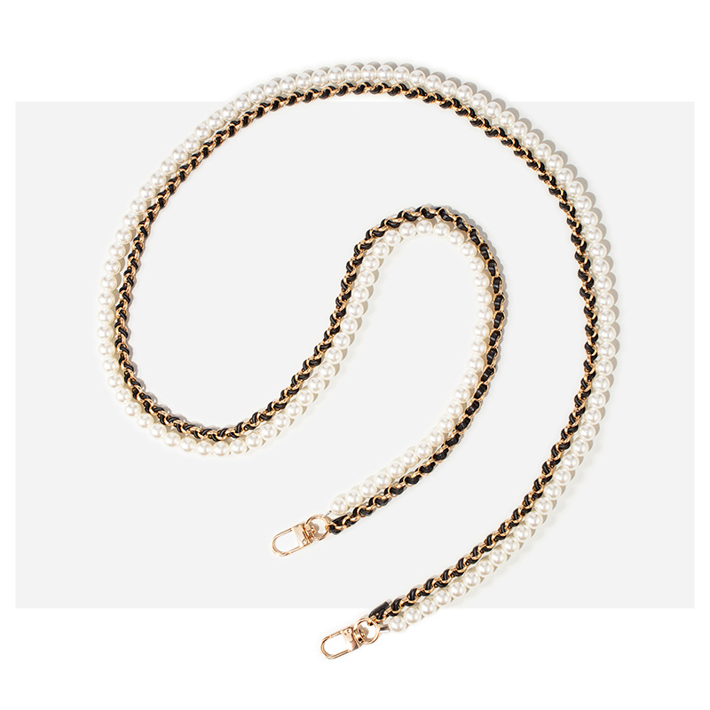 White pearl black chain (about 125cm)